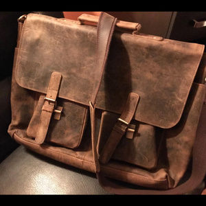 Leather Messenger Laptop Bag